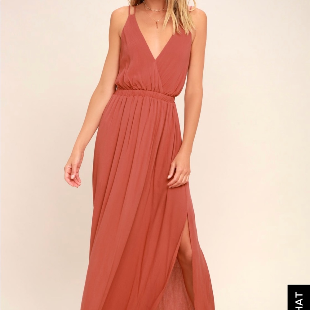 Burnt orange backless maxi dress